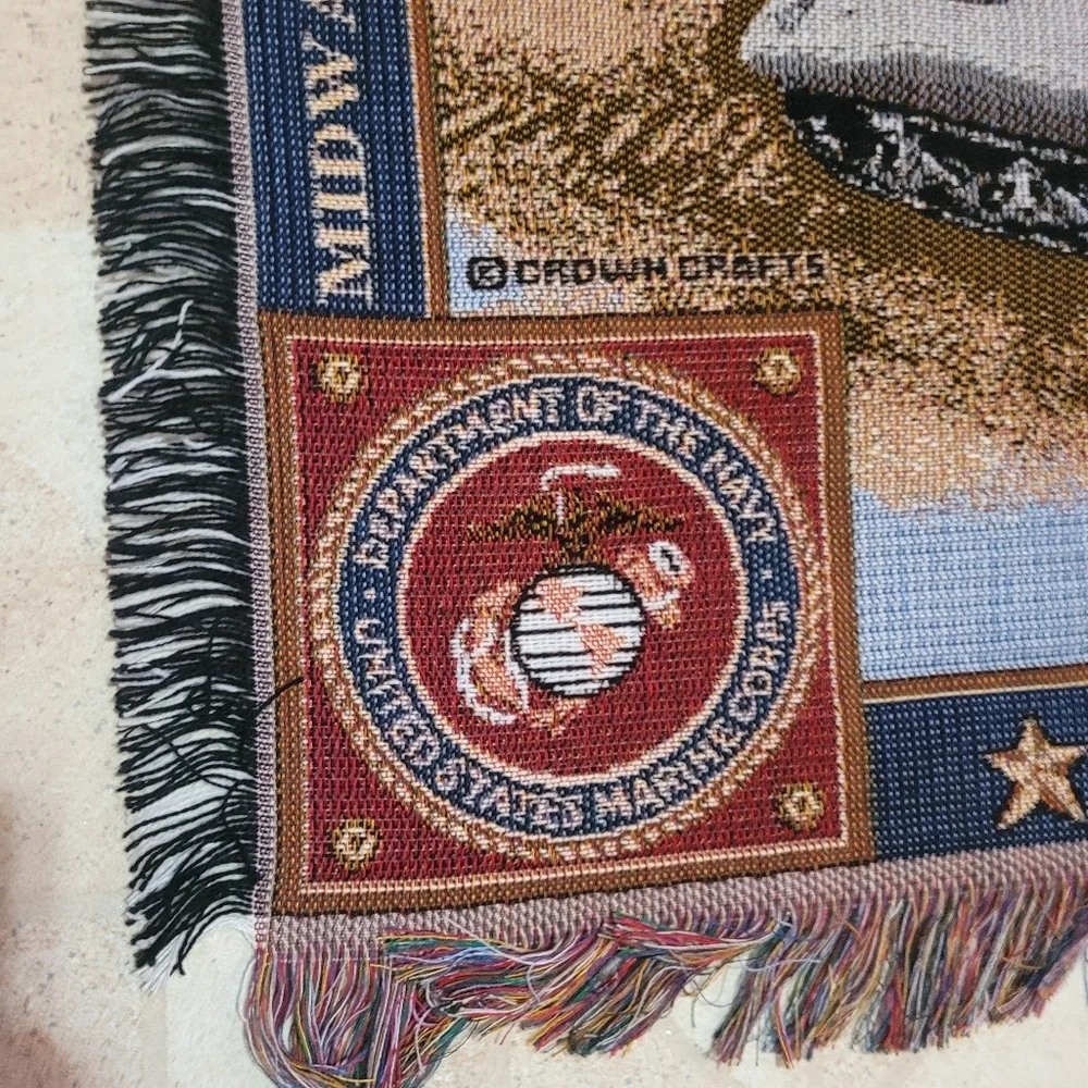Veterans of WWII American Heroes Military Tapestry Throw Blanket